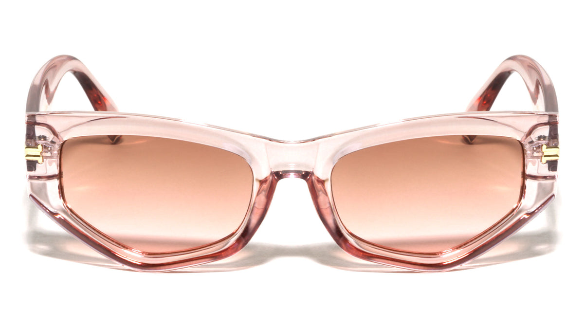 Side Frame Gold Accent Fashion Geometric Cat Eye Wholesale Sunglasses