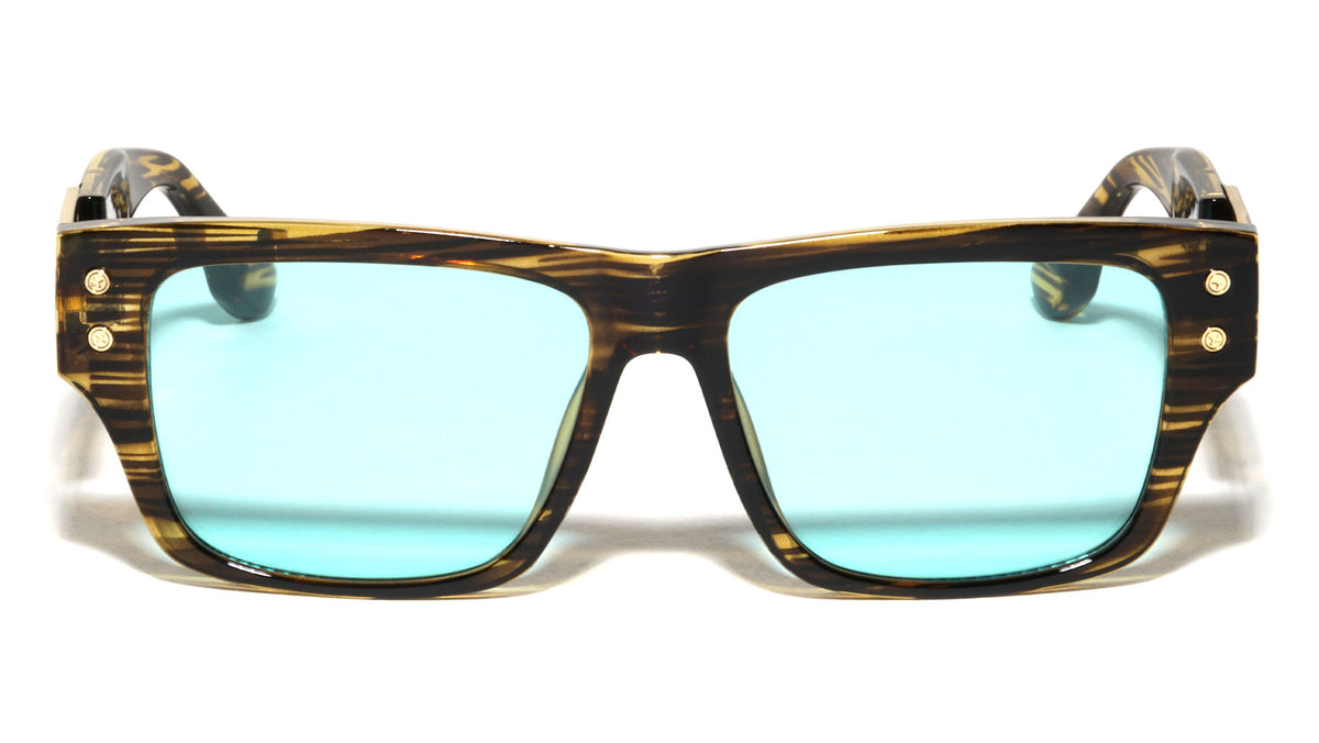 Frontal Stud Art Deco Temple Accent Fashion Square Wholesale Sunglasses