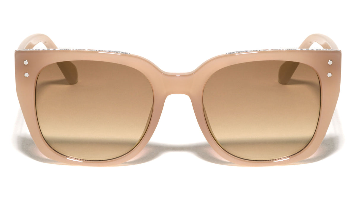 Side Frame Glitter Accent Fashion Oversized Cat Eye Wholesale Sunglasses