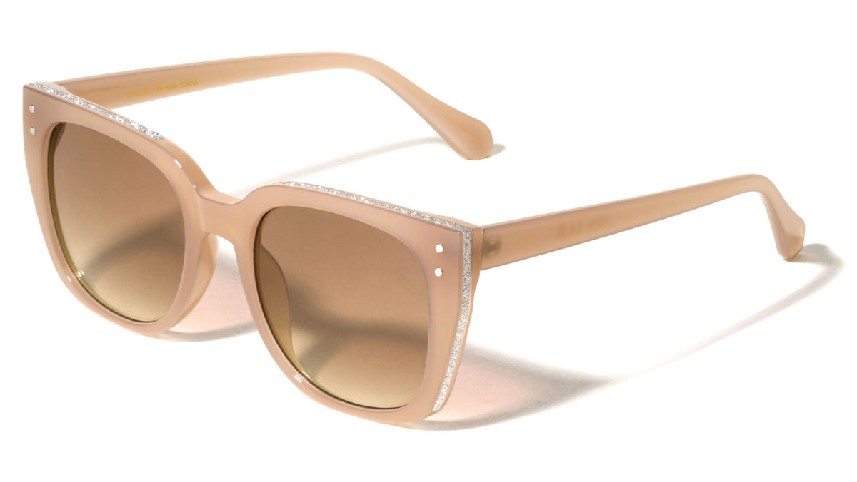 Side Frame Glitter Accent Fashion Oversized Cat Eye Wholesale Sunglasses