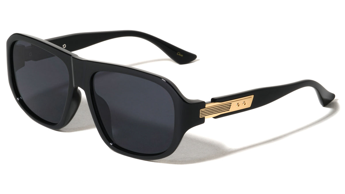 Art Deco Hinge Accent Modern Squared Aviators Wholesale Sunglasses