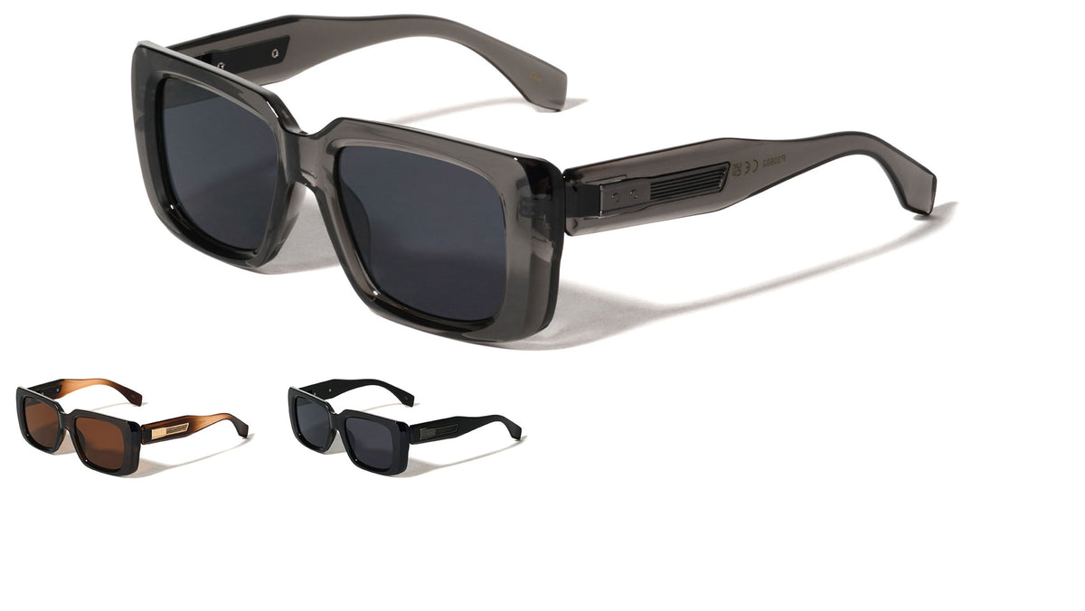 Art Deco Temple Accent Modern Rectangle Wholesale Sunglasses