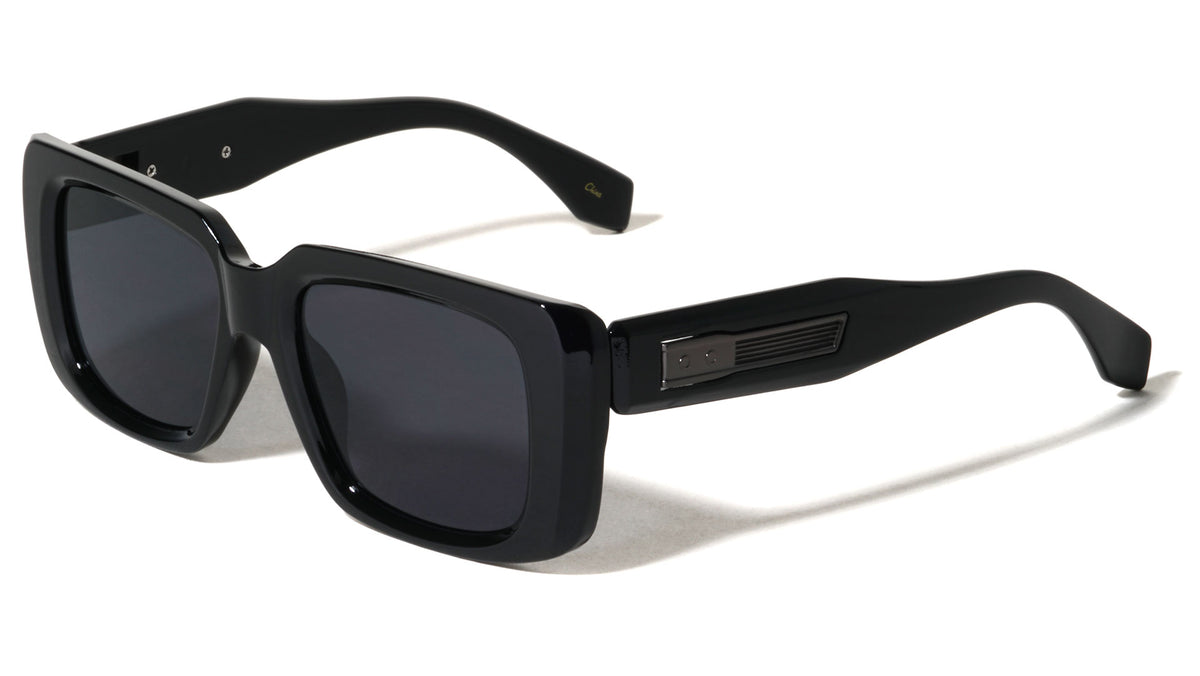 Art Deco Temple Accent Modern Rectangle Wholesale Sunglasses