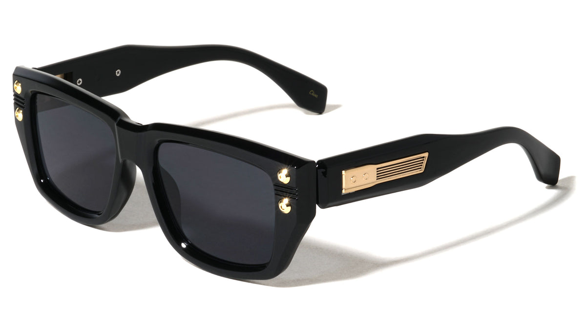 Art Deco Temple Accent Frontal Studs Geometric Cat Eye Wholesale Sunglasses