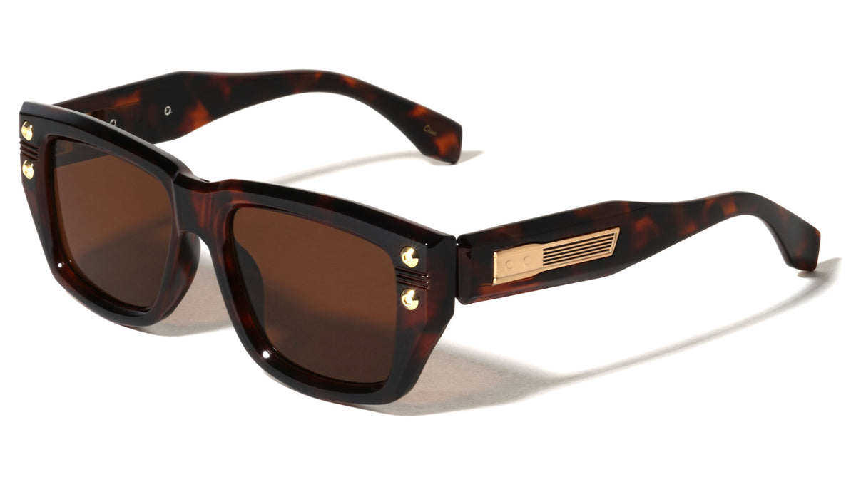 Art Deco Temple Accent Frontal Studs Geometric Cat Eye Wholesale Sunglasses