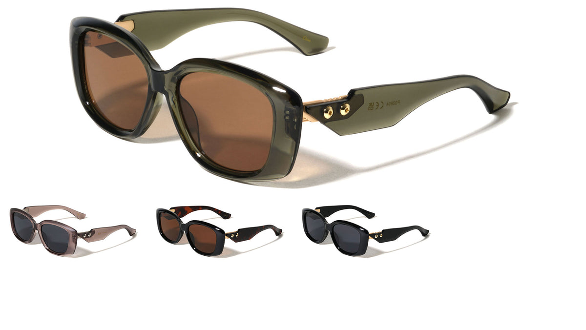 Art Deco Hinge Temple Stud Accent Fashion Butterfly Wholesale Sunglasses