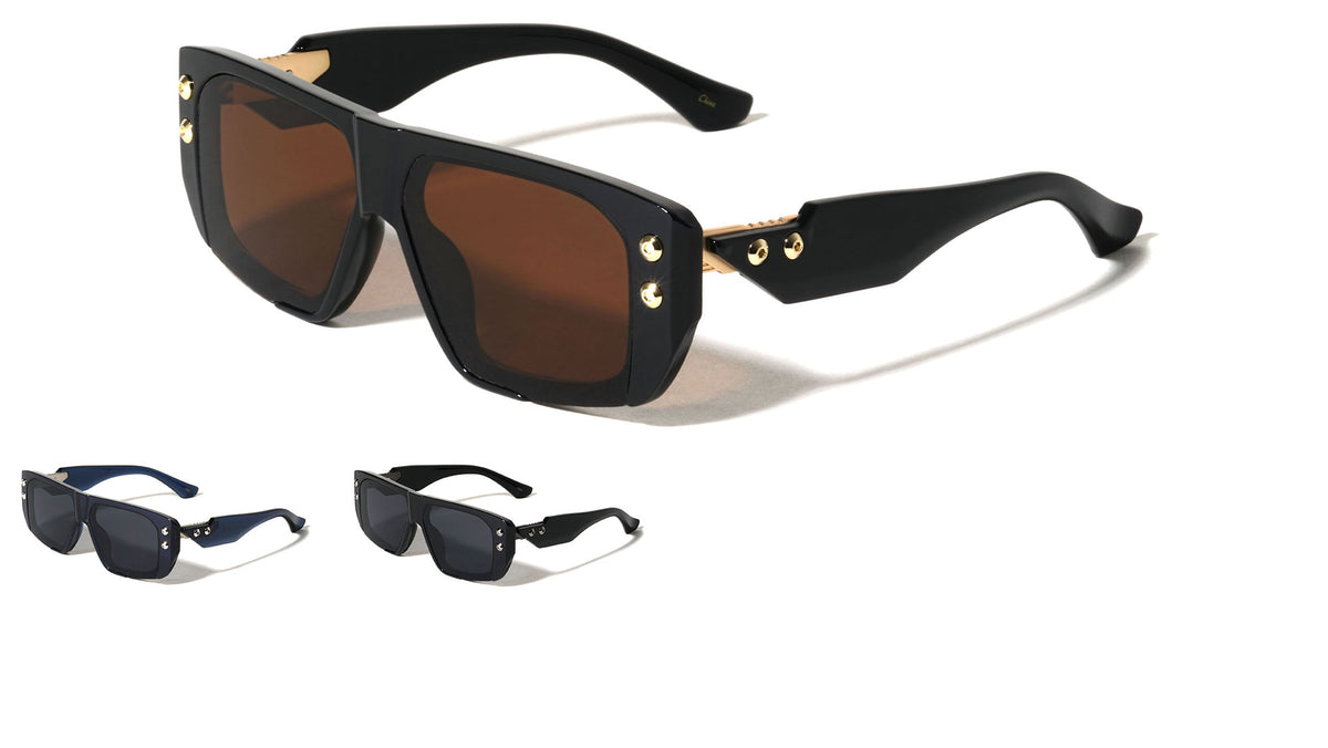 Art Deco Hinge Temple Stud Accent Fashion Aviators Wholesale Sunglasses