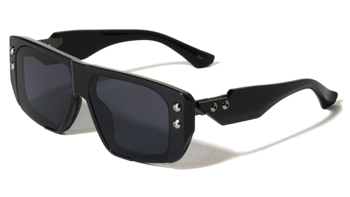 Art Deco Hinge Temple Stud Accent Fashion Aviators Wholesale Sunglasses