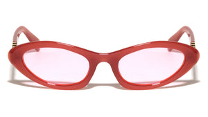 Wavy Line Hinge Accent Fashion Retro Oval Cat Eye Wholesale Sunglasses
