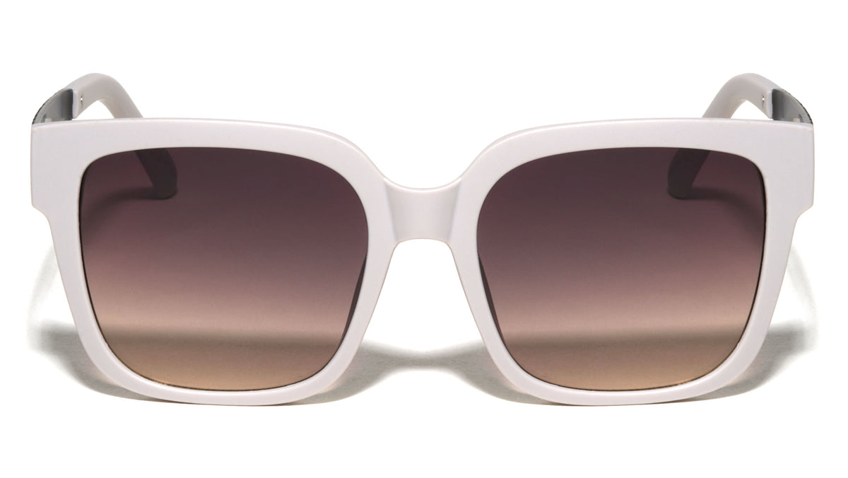 Line Pattern Temple Accent Oversized Squared Butterfly Wholesale Sunglasses