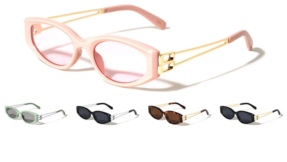 Geometric Hinge Accent Fashion Wide Butterfly Wholesale Sunglasses