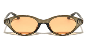 Two Bracket Temple Accent Retro Oval Cat Eye Wholesale Sunglasses