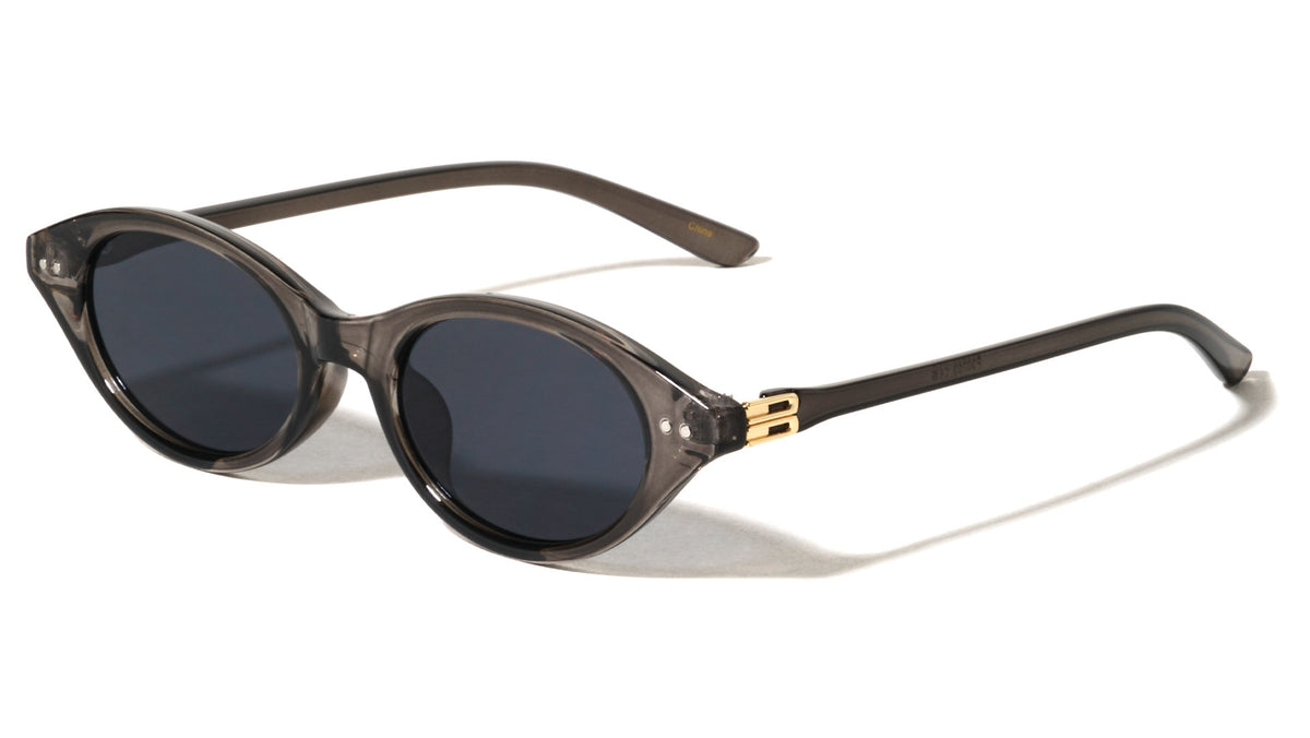 Two Bracket Temple Accent Retro Oval Cat Eye Wholesale Sunglasses