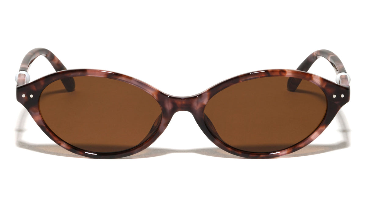 Pearl Temple Accent Retro Fashion Oval Wholesale Sunglasses
