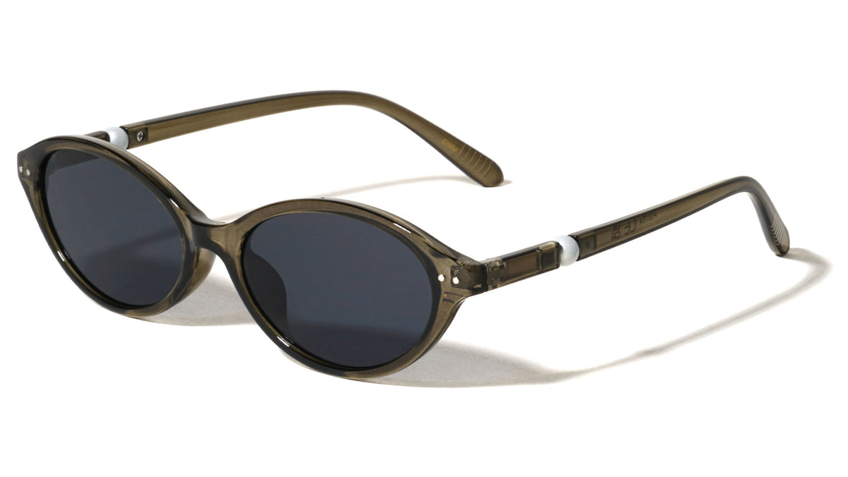 Pearl Temple Accent Retro Fashion Oval Wholesale Sunglasses
