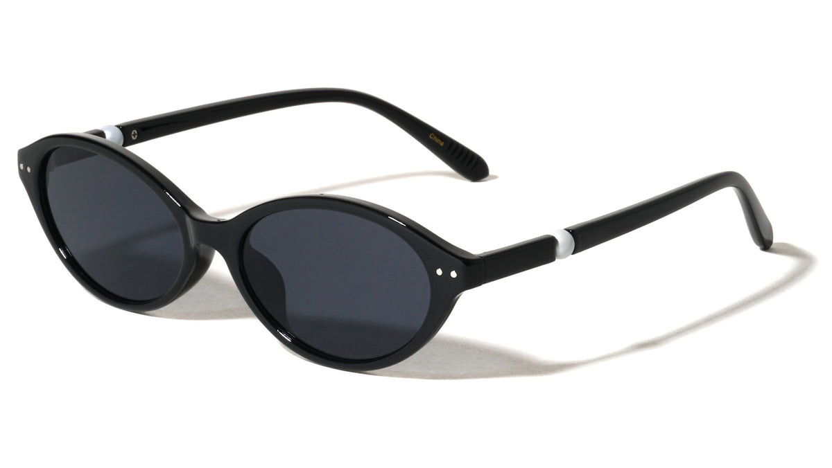 Pearl Temple Accent Retro Fashion Oval Wholesale Sunglasses