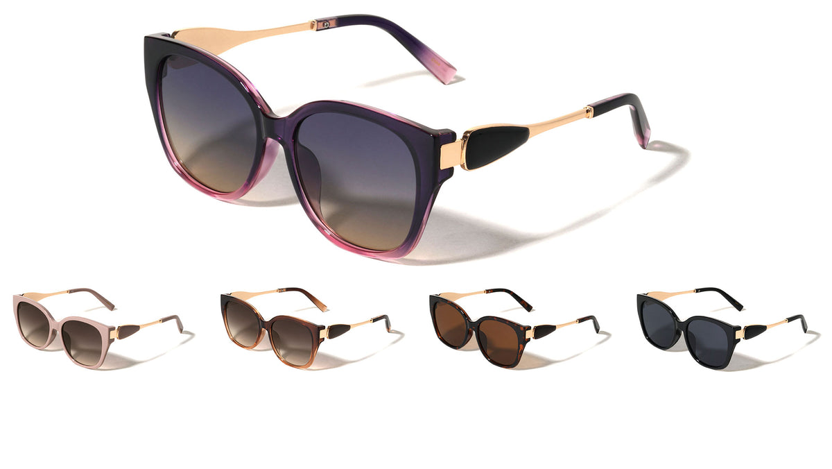 Leaf Shape Temple Accent Fashion Oversized Cat Eye Wholesale Sunglasses