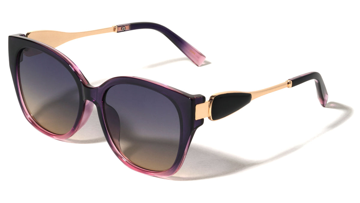 Leaf Shape Temple Accent Fashion Oversized Cat Eye Wholesale Sunglasses