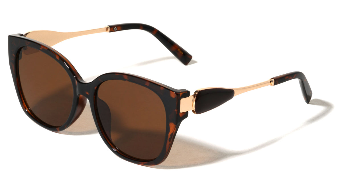 Leaf Shape Temple Accent Fashion Oversized Cat Eye Wholesale Sunglasses