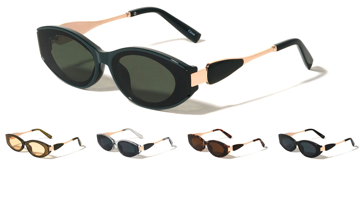 Leaf Shape Temple Accent Fashion Oval Cat Eye Wholesale Sunglasses