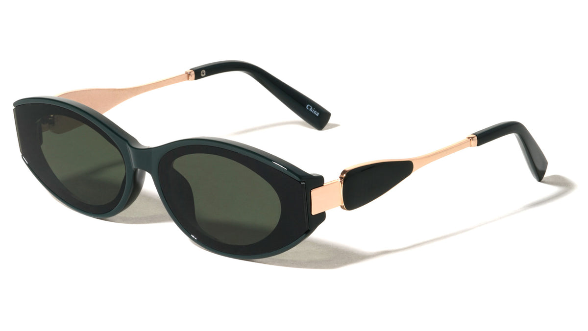Leaf Shape Temple Accent Fashion Oval Cat Eye Wholesale Sunglasses