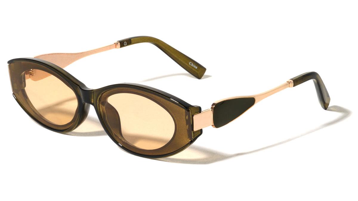 Leaf Shape Temple Accent Fashion Oval Cat Eye Wholesale Sunglasses