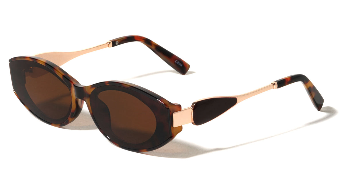 Leaf Shape Temple Accent Fashion Oval Cat Eye Wholesale Sunglasses