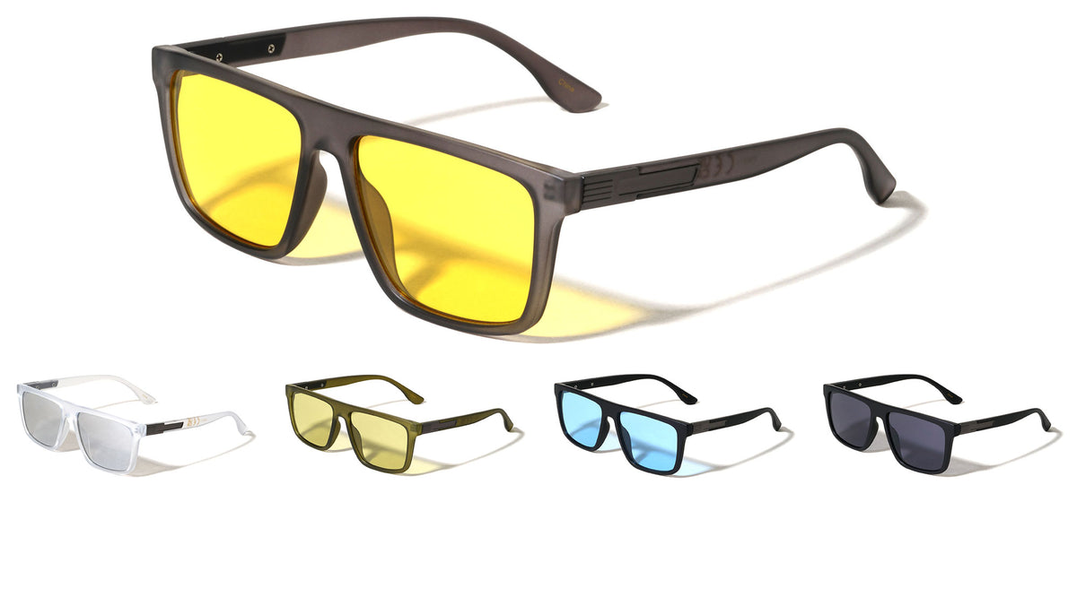 Art Deco Temple Accent Flat Top Square Wholesale Sunglasses