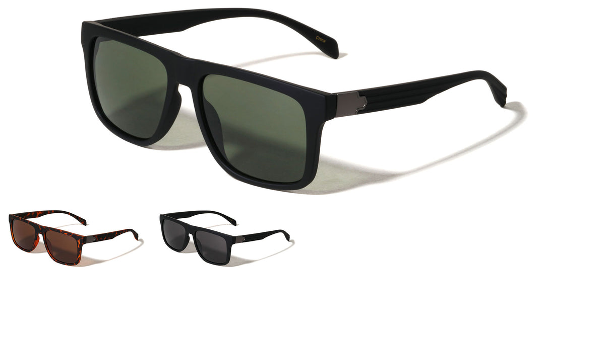 Soft Rubber Coating Geometric Hinge Accent Square Wholesale Sunglasses