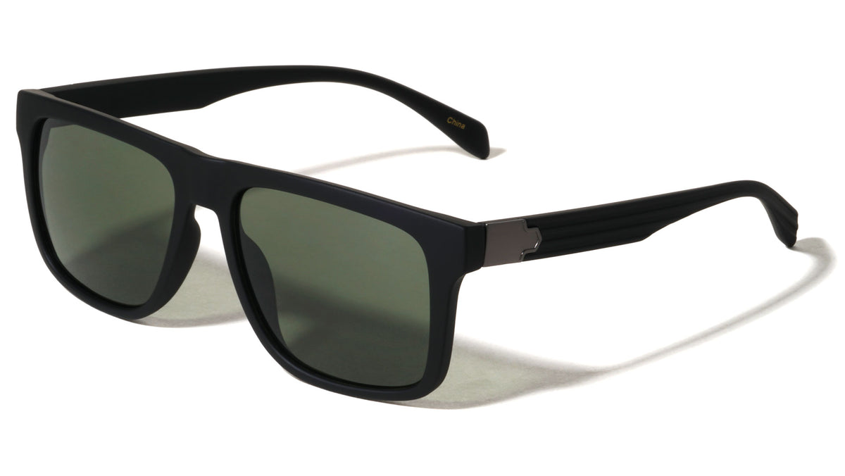 Soft Rubber Coating Geometric Hinge Accent Square Wholesale Sunglasses