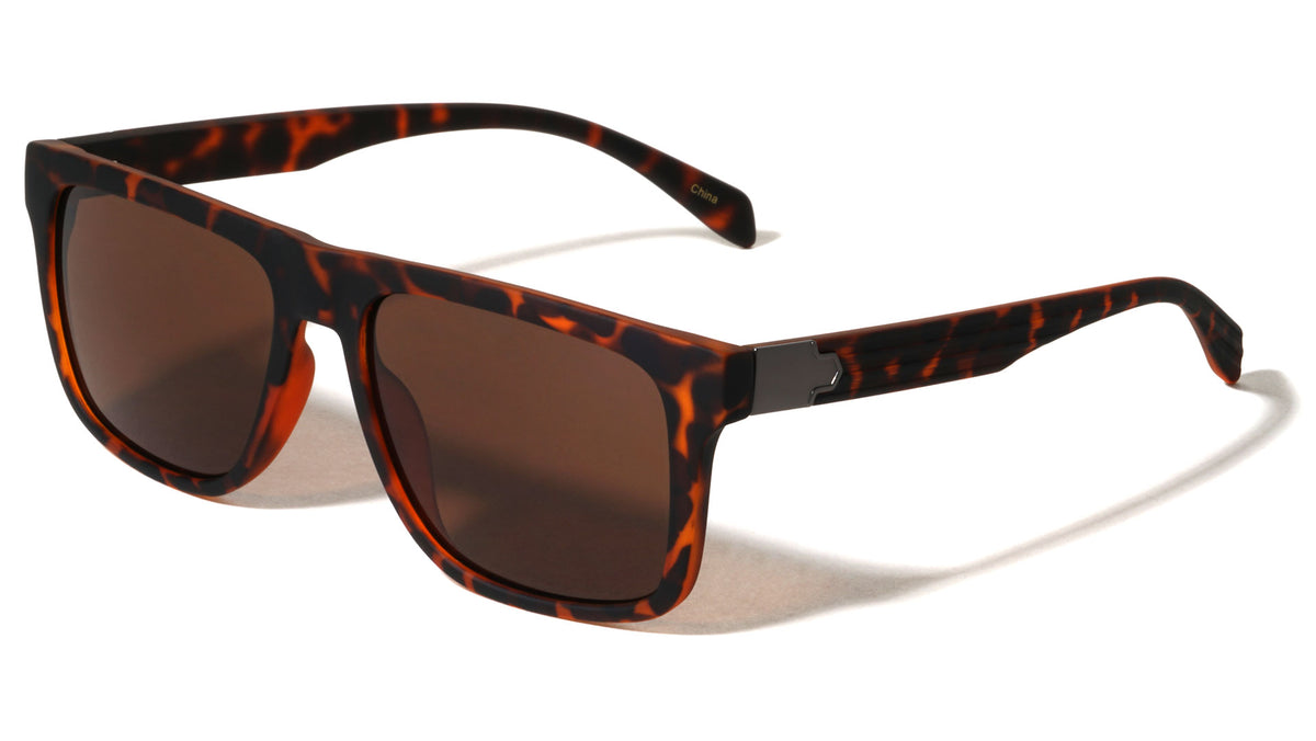 Soft Rubber Coating Geometric Hinge Accent Square Wholesale Sunglasses