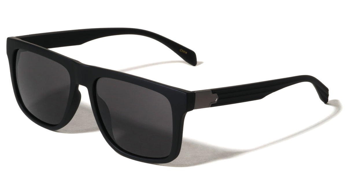 Soft Rubber Coating Geometric Hinge Accent Square Wholesale Sunglasses