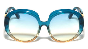 Triangle Infinity Hinge Accent Oversized Round Butterfly Wholesale Sunglasses