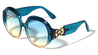 Triangle Infinity Hinge Accent Oversized Round Butterfly Wholesale Sunglasses