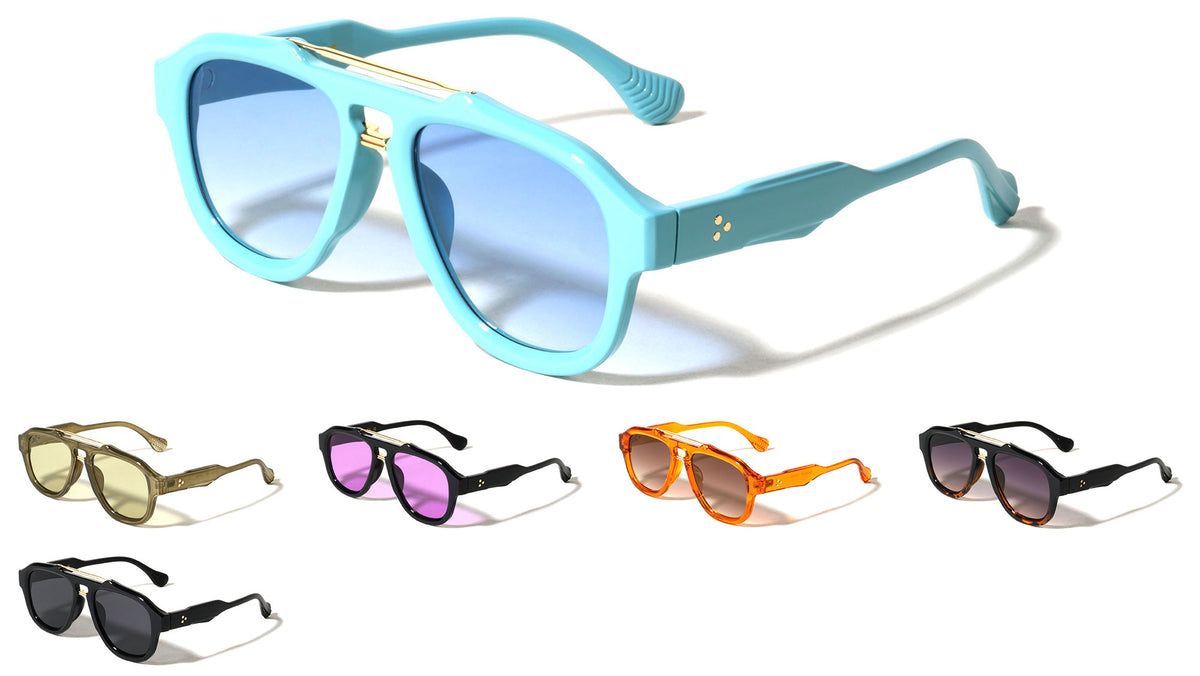 Three Dot Temple Accent Modern Tear Aviators Wholesale Sunglasses