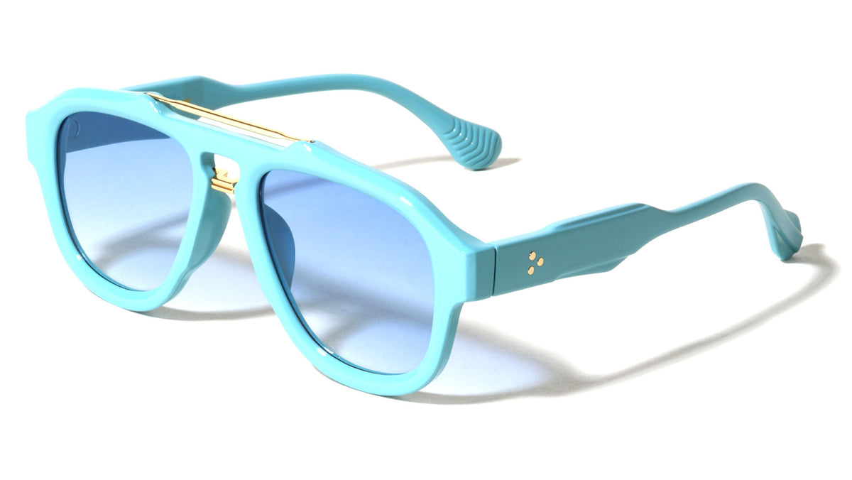 Three Dot Temple Accent Modern Tear Aviators Wholesale Sunglasses
