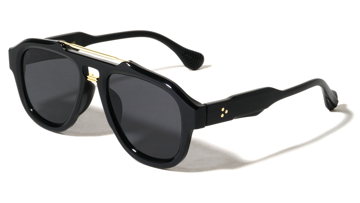 Three Dot Temple Accent Modern Tear Aviators Wholesale Sunglasses