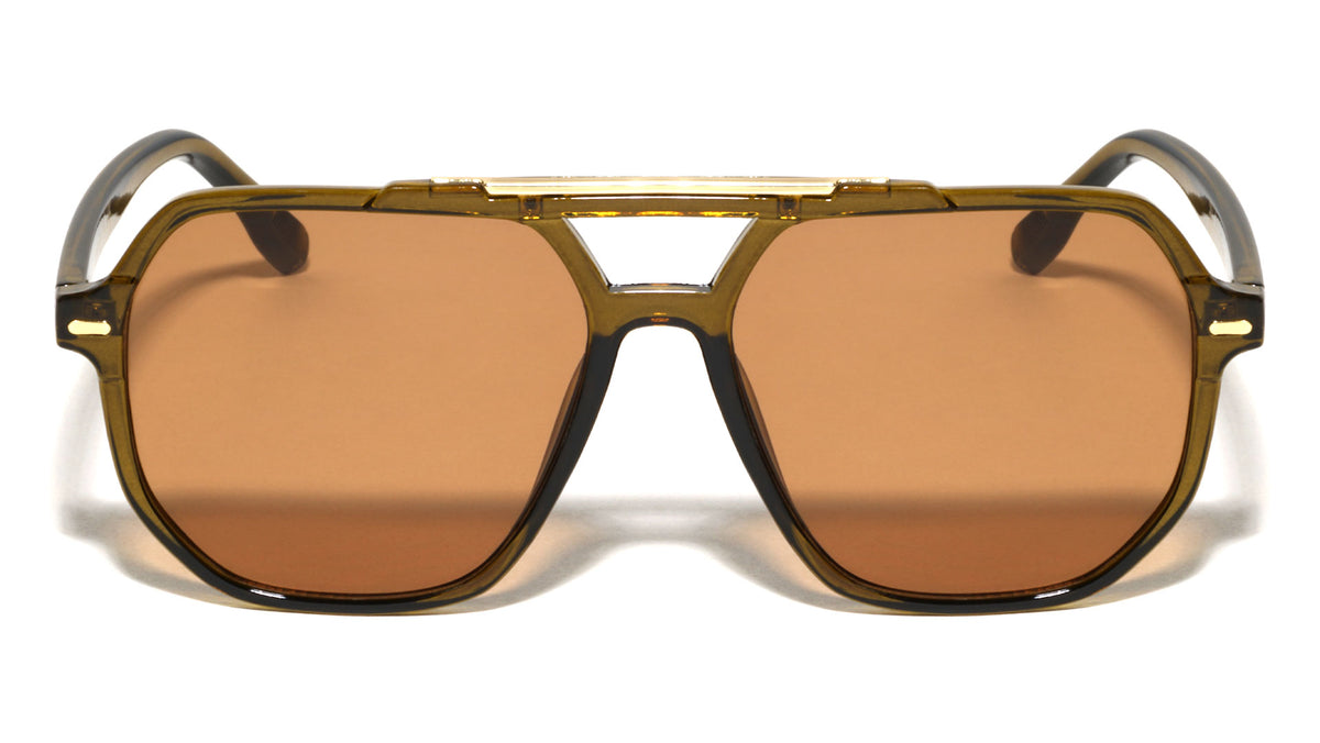 Frontal Metal Accent Geometric Modern Aviators Wholesale Sunglasses