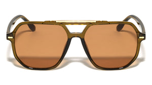 Frontal Metal Accent Geometric Modern Aviators Wholesale Sunglasses