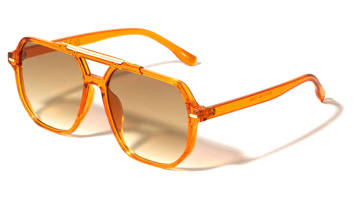 Frontal Metal Accent Geometric Modern Aviators Wholesale Sunglasses