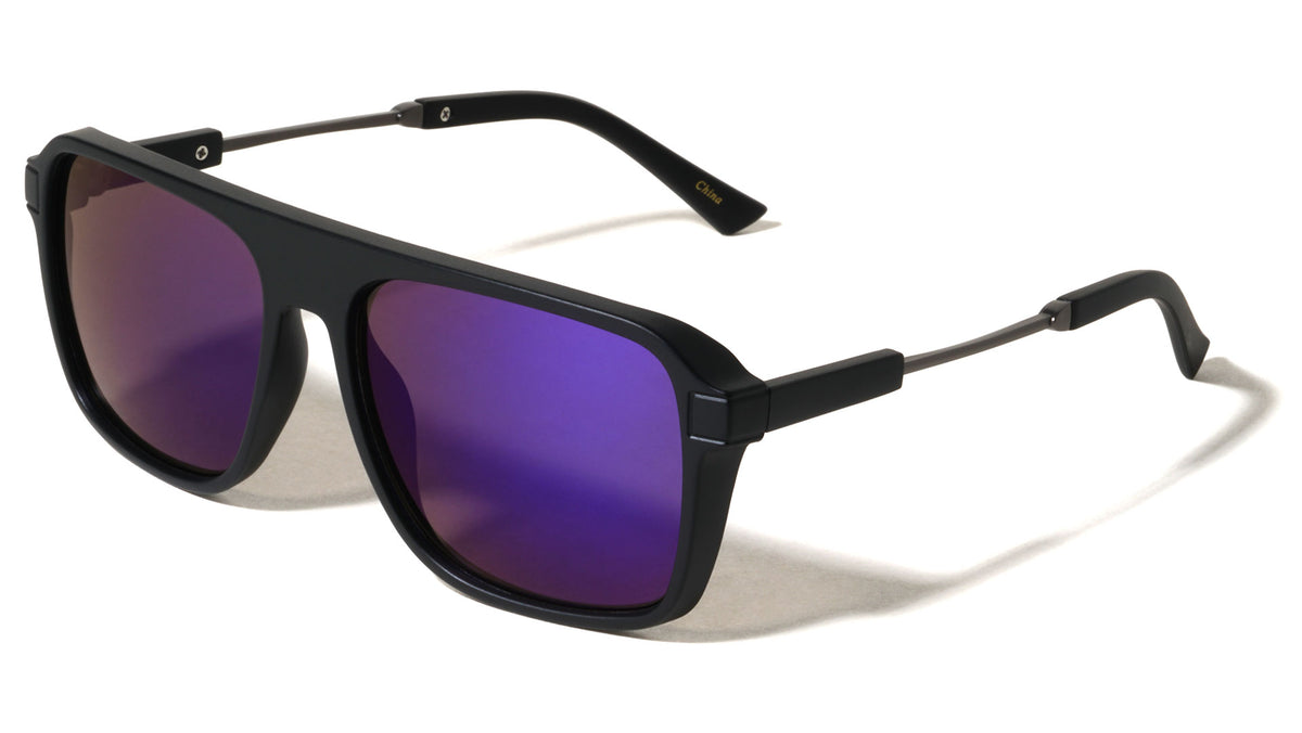 Solid Nose Bridge Modern Square Aviators Wholesale Sunglasses