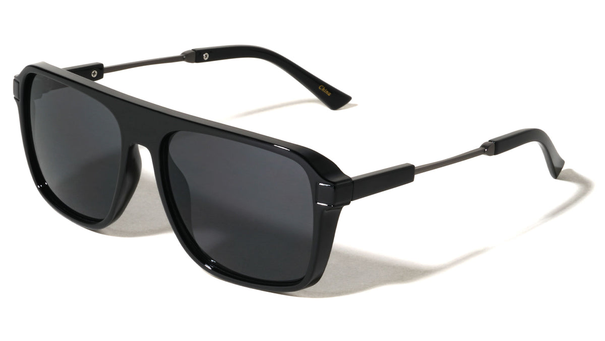 Solid Nose Bridge Modern Square Aviators Wholesale Sunglasses