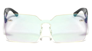 Rimless One Piece Shield Keyhole Nose Bridge Clear Lens Squared Butterfly Wholesale Bulk Glasses