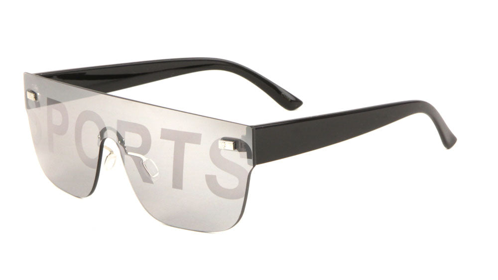 Sport Rimless One Piece Color Mirror Wholesale Bulk Sunglasses
