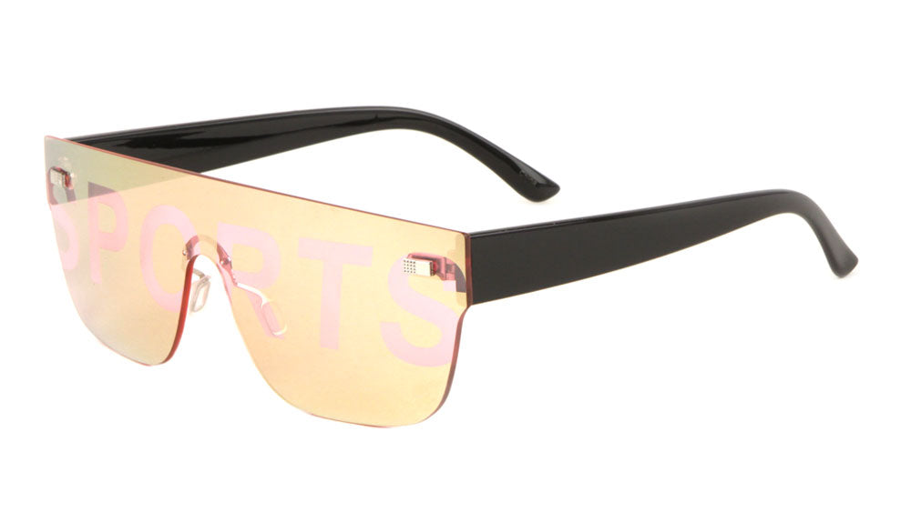 Sport Rimless One Piece Color Mirror Wholesale Bulk Sunglasses