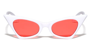 Triangle White Frame Cat Eye Color Lens Bulk Sunglasses