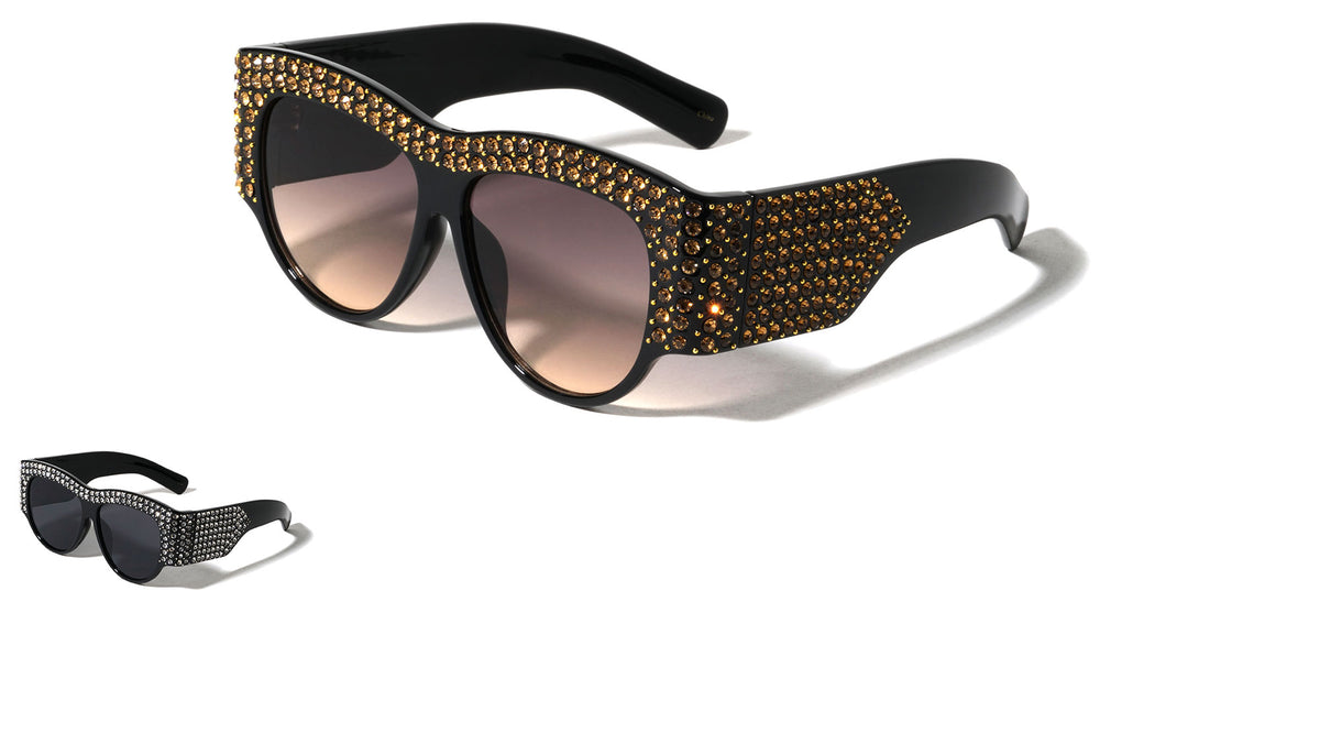 Rhinestoned Thick Frame Wholesale Fashion Sunglasses
