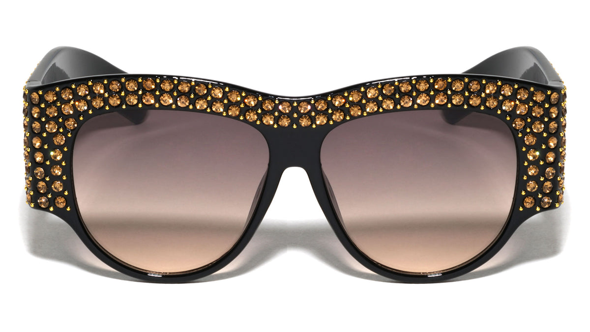 Rhinestoned Thick Frame Wholesale Fashion Sunglasses