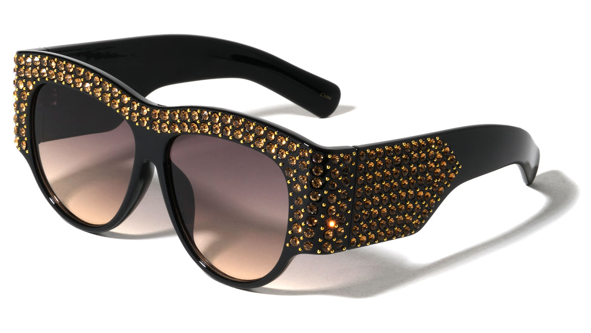 Rhinestoned Thick Frame Wholesale Fashion Sunglasses