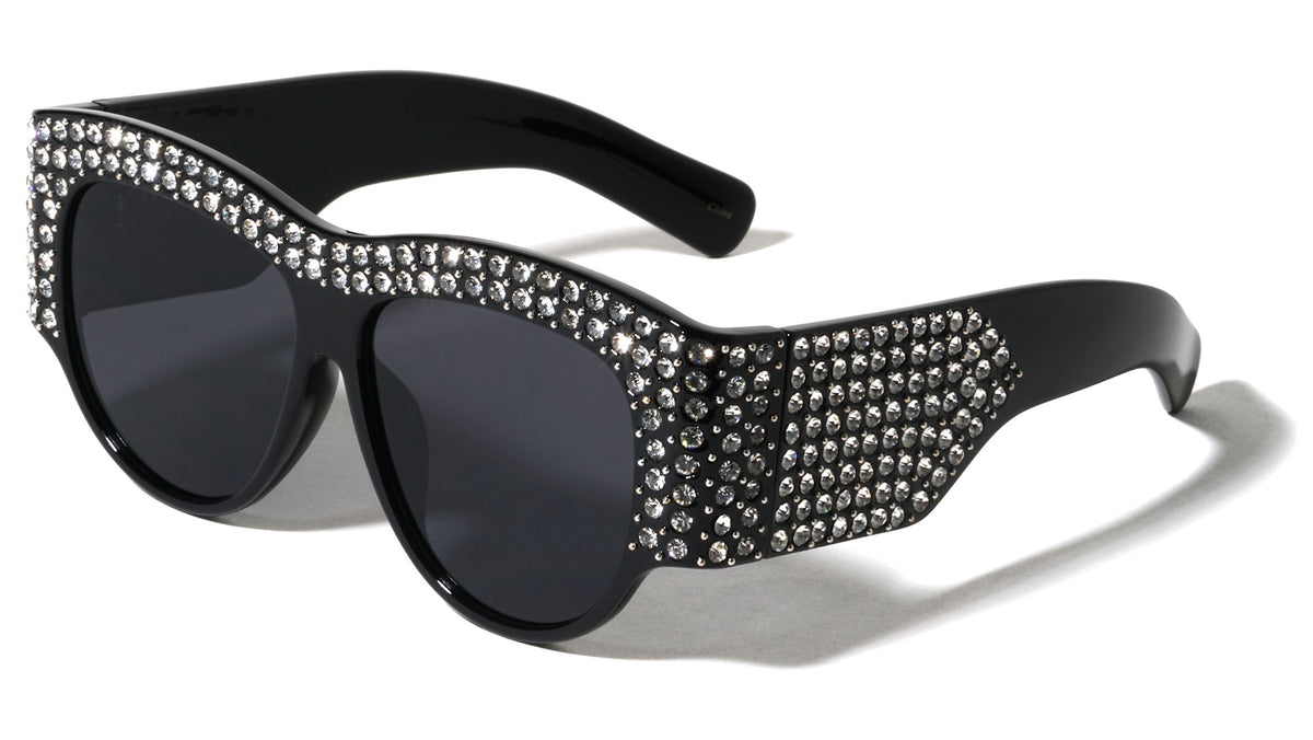 Rhinestoned Thick Frame Wholesale Fashion Sunglasses